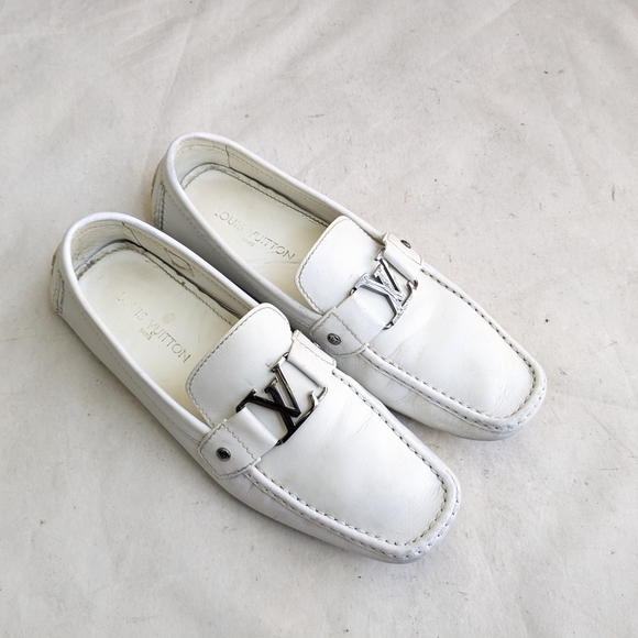 Louis Vuitton White Men's Loafers 12 Leather Driving - Picture 1 of 13